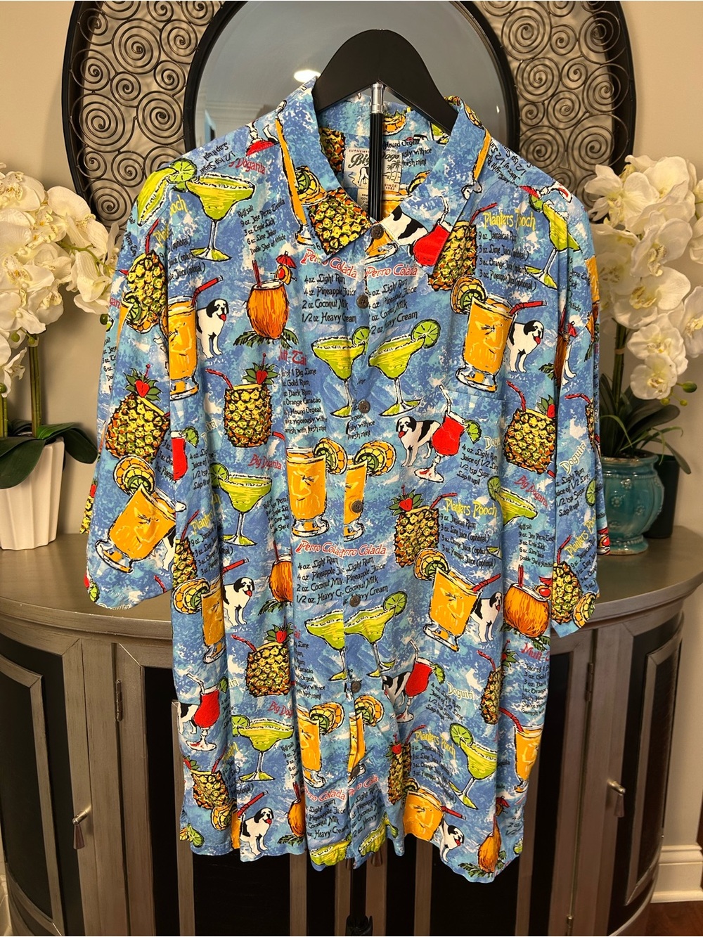 Big Dogs Blue Tropical Cocktail Print Kids One-Piece